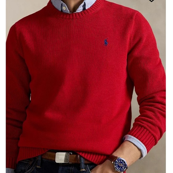 Polo Ralph Lauren Other - Polo Ralph Lauren Red Crewneck Cotton Knit Sweater 100% Cotton
